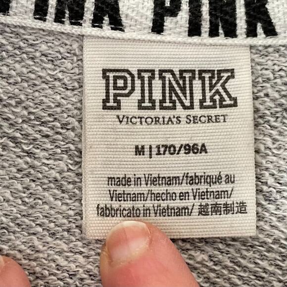 PINK Victoria's Secret Oversized Quarter Zip Sweatshirt in Gray/Black, Size M - Picture 12 of 16